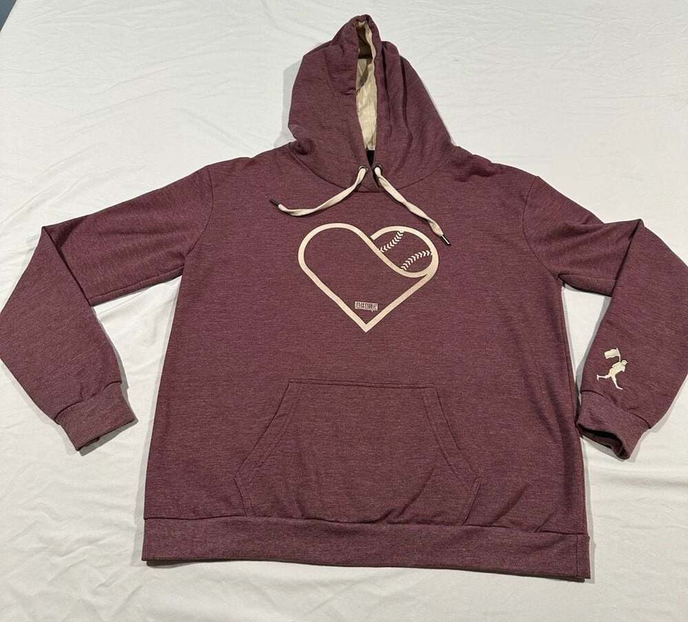 Baseballism Women's size L, Heart Seams Hoodie Burgundy